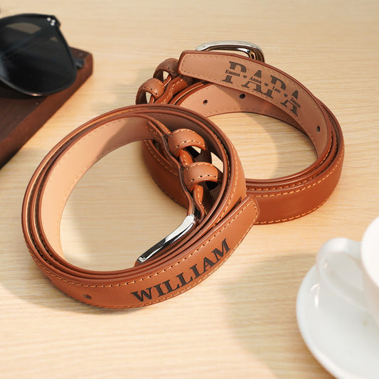 Personalized PU Leather Belt with Engraved Name Men's Belt Father's Day Birthday Gift for Father