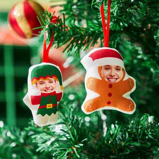 Custom Christmas Gingerbread Man and Elf Decorations Personalized Face Christmas Hanging Decoration Superhero Decor Set Gifts for Besties