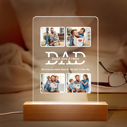 Personalized Photo Night Light with Name We Love You More Than All the Star In the Sky for Dad