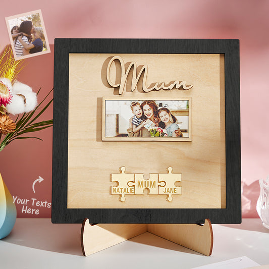 Custom Photo Engraved Ornament Mother's Day Puzzle Wooden Commemorate Gifts