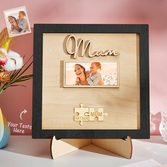 Custom Photo Engraved Ornament Mother's Day Puzzle Wooden Commemorate Gifts