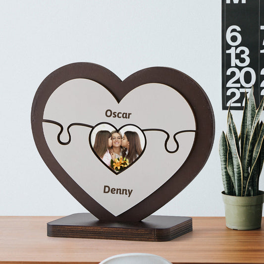 Personalised Name Heart Wooden Puzzle Ornaments Gifts for Mum