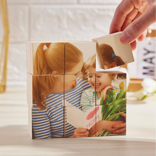 Custom Photo Wooden Block Puzzle Personalized Puzzle Block Decor Gift For Mom