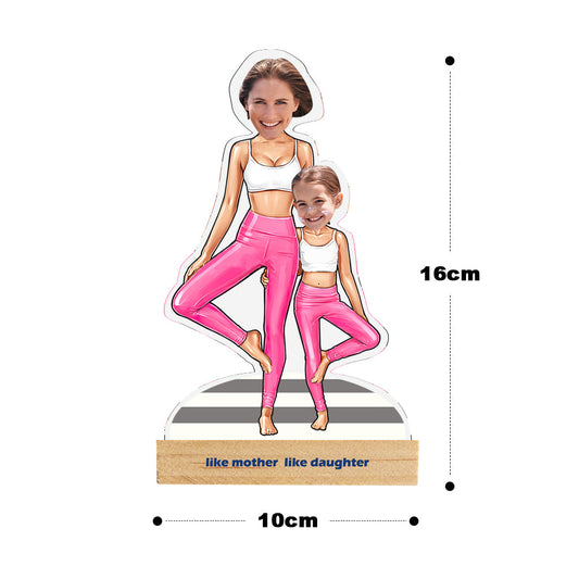 Custom Face MiniMe Plaque Personalized Yoga Mother and Daughter Desk Decor Gifts for Mom