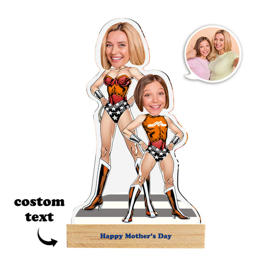 Custom Face MiniMe Plaque Personalized Super Mom and Daughter Desk Decor Gifts for Mom