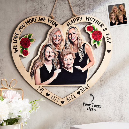 Custom Photo Engraved Pendant Heart Shaped Mother's Day Gifts