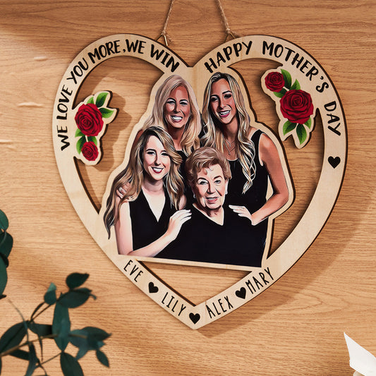 Custom Photo Engraved Pendant Heart Shaped Mother's Day Gifts