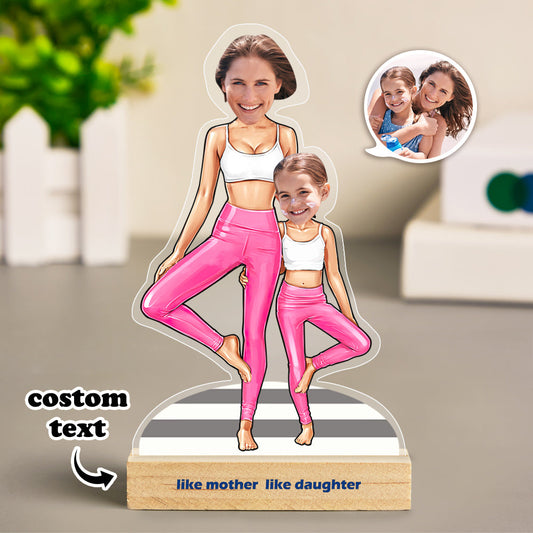 Custom Face MiniMe Plaque Personalized Yoga Mother and Daughter Desk Decor Gifts for Mom