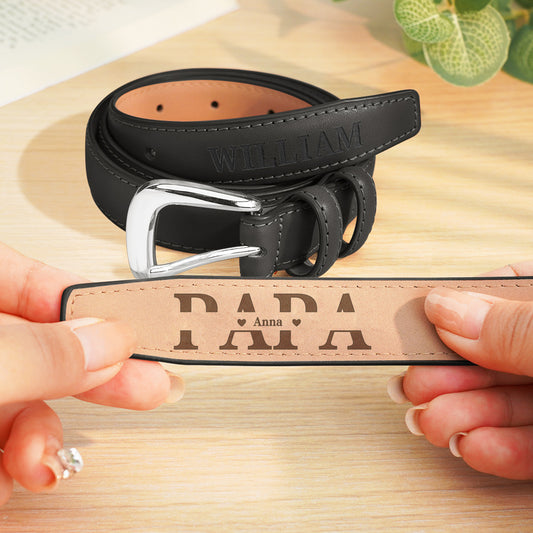 Personalized PU Leather Belt with Engraved Name Men's Belt Father's Day Birthday Gift for Father