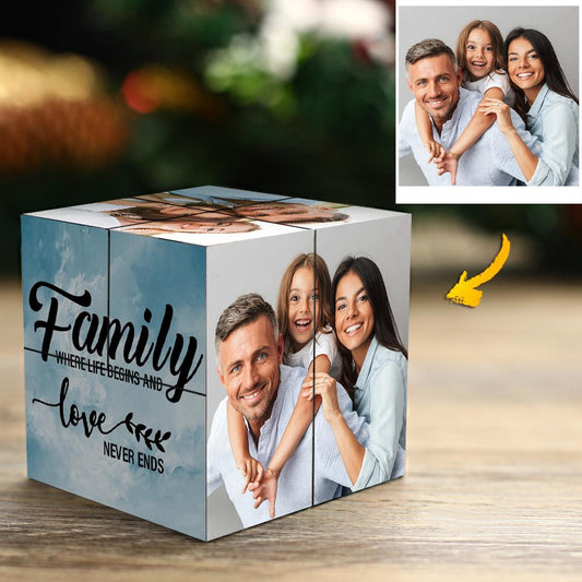 Custom Photo Cube Photo Frame Multiphoto Gifts For Family Together We Make A Family Magic Cube