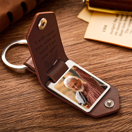 Custom Photo PU Leather Keychain Personalized Keychain for Memorial Gift