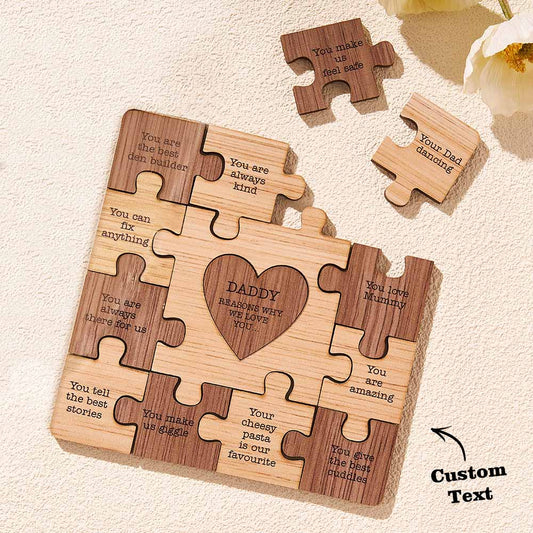 Custom Engraved Puzzle Ornaments Wooden Creative Christmas Gifts for Dad