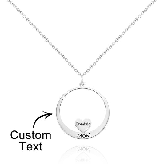 Custom Engraved Necklace Circle Hearts Mom Pendant Necklace Creative Gift