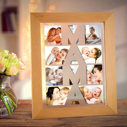 Custom Photo Night Light Wooden Frame Night Light Gift for Mom