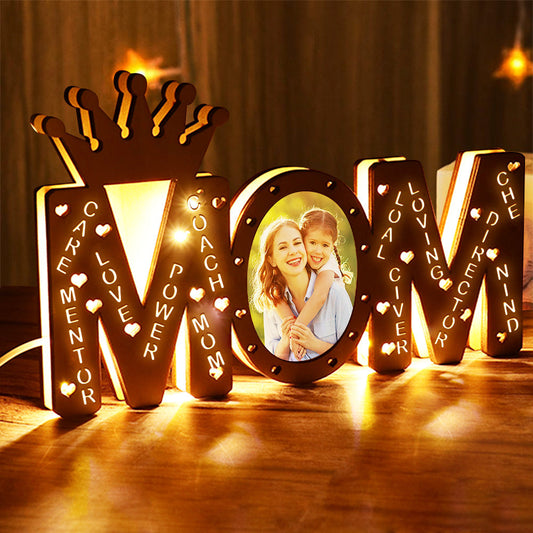 Custom Mom Photo Light Personalized Wood LED Name Lamp Decoration Mother's Day Gifts