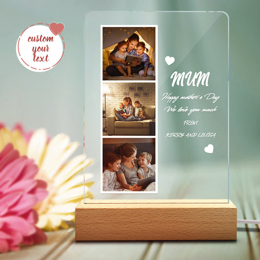 Personalized Photo and Name Acrylic Night Light Gift for Mum