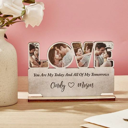 Custom Love Wooden Plaque Personalized Photo Love Sign Home Decoration Gifts for Couples